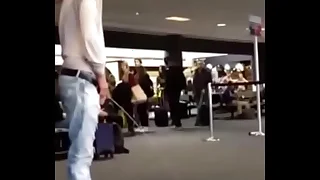 Male pen up Bronson Pelletier d. peeing there airport